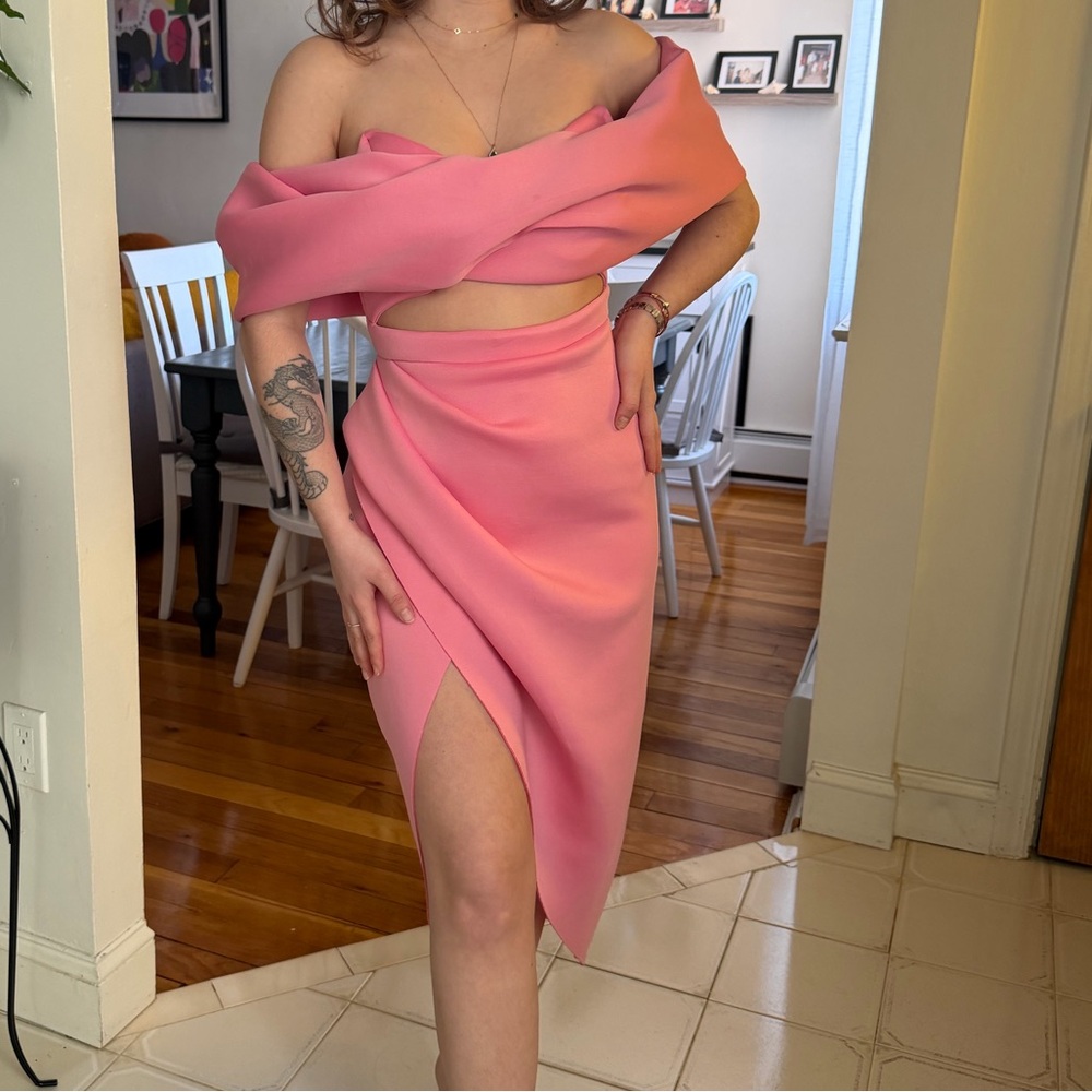 Off-Shoulder Pink Two-Piece Dress Set